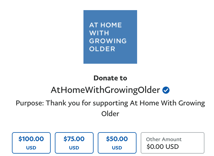 PayPal Donate to At Home With Growing Older