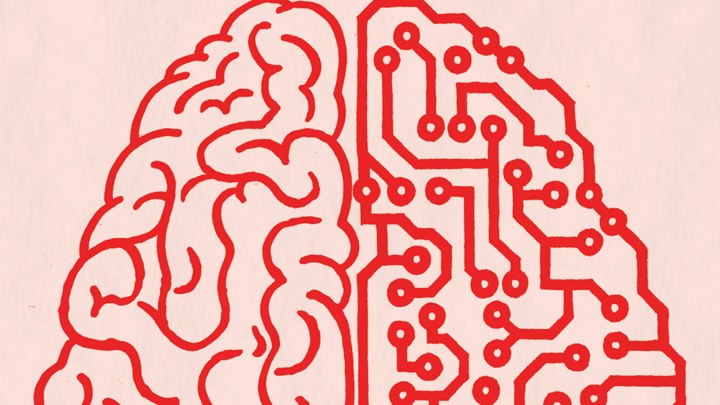 red digital brain diagram